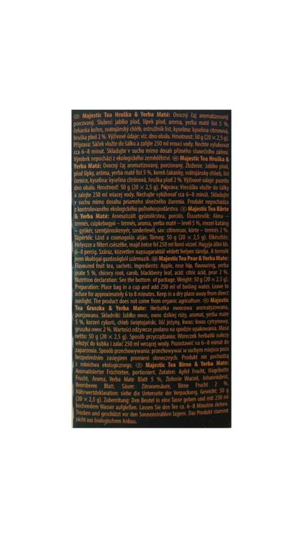 Biogena Majestic Tea Hruška & Yerba Maté ovocný čaj 20x25 g (50 g) - Image 2
