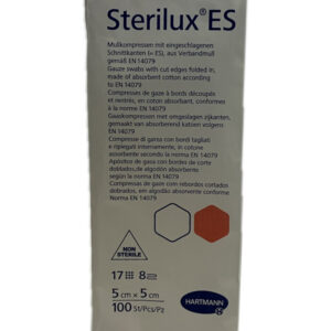 STERILUX ES kompres nesterilný so založenými okrajmi 17 vlákien 8 vrstiev (5x5 cm) 1x100 ks